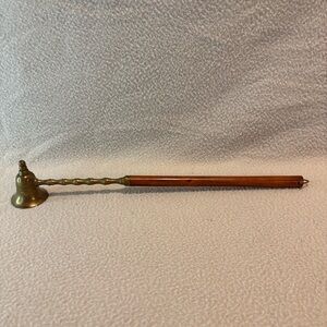 Vintage Brass Candle Snuffer with Wooden Handle